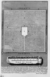 Plan de la pyramide de Cajo Cestio près de la porte de S. Paolo
